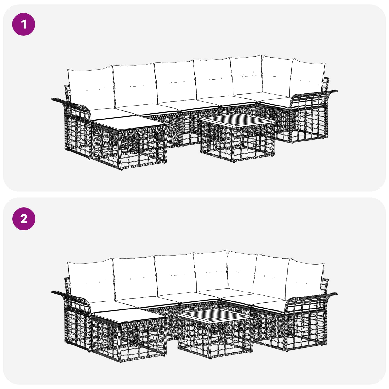 Outdoor-Sofagarnitur 8 pcs Schwarz und Dunkelgrau Polyester