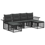 Outdoor-Sofagarnitur 6 pcs Schwarz und Dunkelgrau Polyester