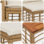 Outdoor-Sofagarnitur 7 pcs Natürlich und Cremweiß Polyester