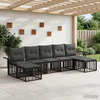 Outdoor-Sofagarnitur 7 pcs Schwarz und Dunkelgrau Polyester