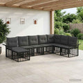 Outdoor-Sofagarnitur 8 pcs Schwarz und Dunkelgrau Polyester