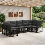 Outdoor-Sofagarnitur 7 pcs Schwarz und Dunkelgrau Polyester