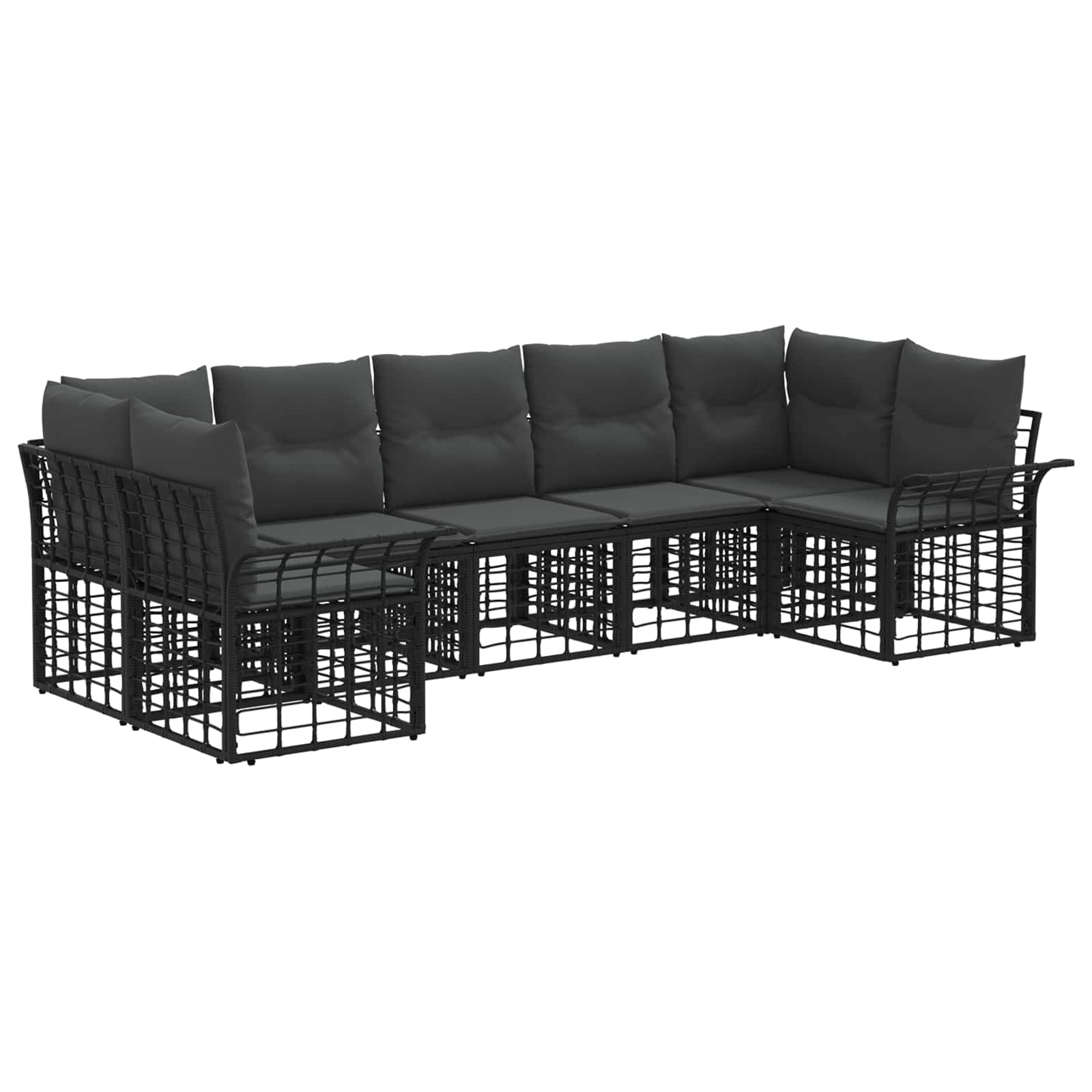 Outdoor-Sofagarnitur 7 pcs Schwarz und Dunkelgrau Polyester
