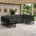 Outdoor-Sofagarnitur 9 pcs Schwarz und Dunkelgrau Polyester