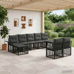 Outdoor-Sofagarnitur 9 pcs Schwarz und Dunkelgrau Polyester