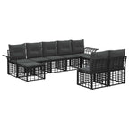 Outdoor-Sofagarnitur 9 pcs Schwarz und Dunkelgrau Polyester