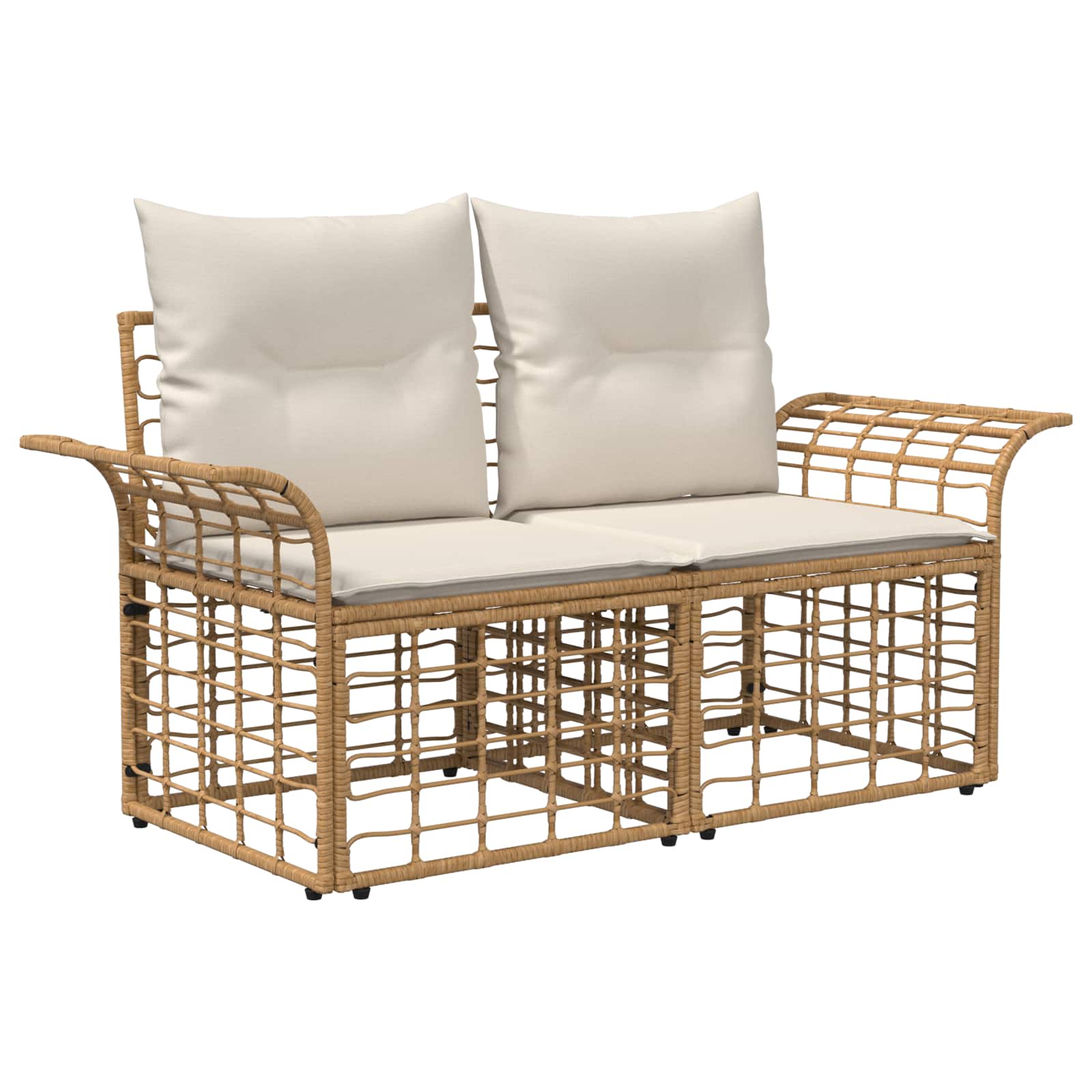 Outdoor-Sofagarnitur 10 pcs Natürlich und Cremweiß Polyester