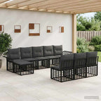 Outdoor-Sofagarnitur 9 pcs Schwarz und Dunkelgrau Polyester