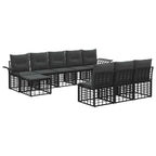 Outdoor-Sofagarnitur 9 pcs Schwarz und Dunkelgrau Polyester