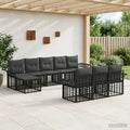 Outdoor-Sofagarnitur 10 pcs Schwarz und Dunkelgrau Polyester