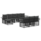 Outdoor-Sofagarnitur 10 pcs Schwarz und Dunkelgrau Polyester