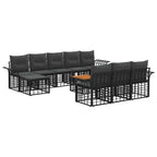 Outdoor-Sofagarnitur 11 pcs Schwarz und Dunkelgrau Polyester