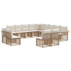 Outdoor-Sofagarnitur 13 pcs Natürlich und Cremweiß Polyester