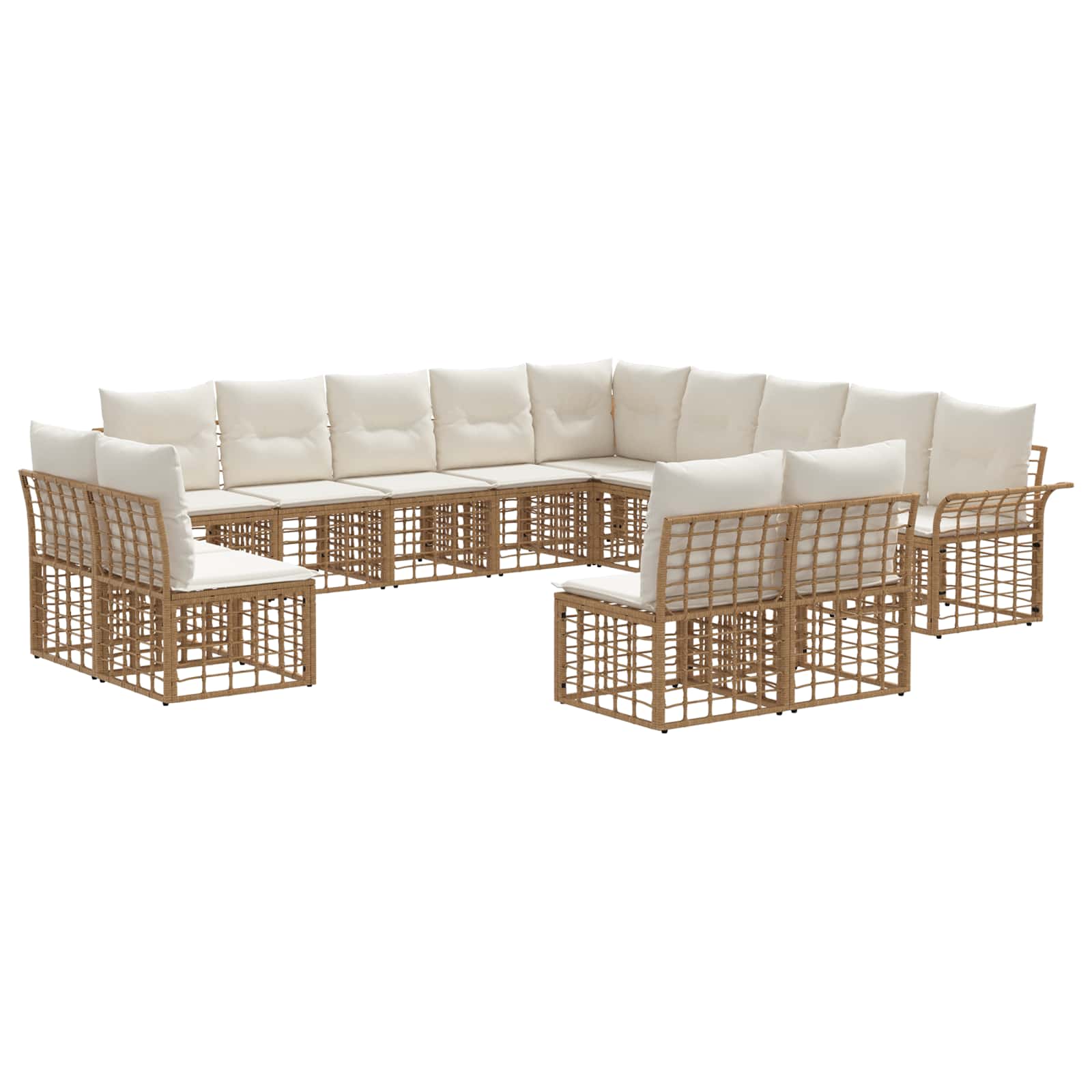 Outdoor-Sofagarnitur 13 pcs Natürlich und Cremweiß Polyester