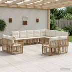 Outdoor-Sofagarnitur 12 pcs Natürlich und Cremweiß Polyester