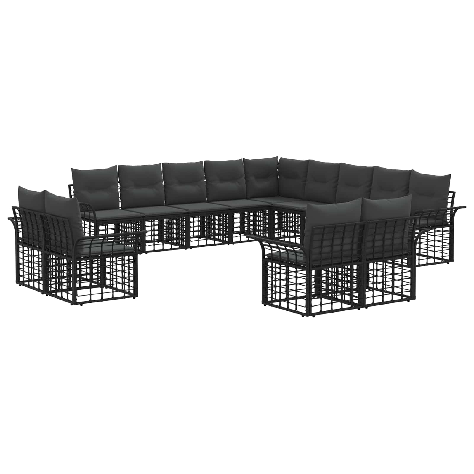 Outdoor-Sofagarnitur 13 pcs Schwarz und Dunkelgrau Polyester