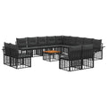Outdoor-Sofagarnitur 14 pcs Schwarz und Dunkelgrau Polyester