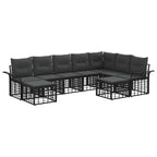 Outdoor-Sofagarnitur 9 pcs Schwarz und Dunkelgrau Polyester