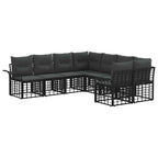 Outdoor-Sofagarnitur 8 pcs Schwarz und Dunkelgrau Polyester