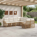 Outdoor-Sofagarnitur 8 pcs Natürlich und Cremweiß Polyester