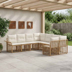 Outdoor-Sofagarnitur 8 pcs Natürlich und Cremweiß Polyester