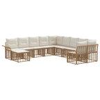 Outdoor-Sofagarnitur 11 pcs Natürlich und Cremweiß Polyester