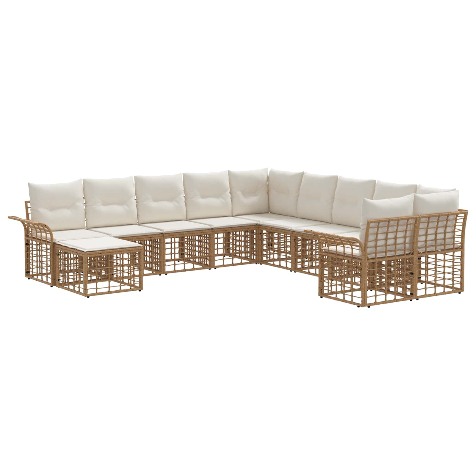 Outdoor-Sofagarnitur 11 pcs Natürlich und Cremweiß Polyester