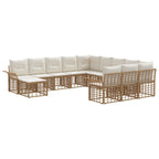 Gartensofa-set 12 pcs Natürlich und Cremweiß Poly-Rattan