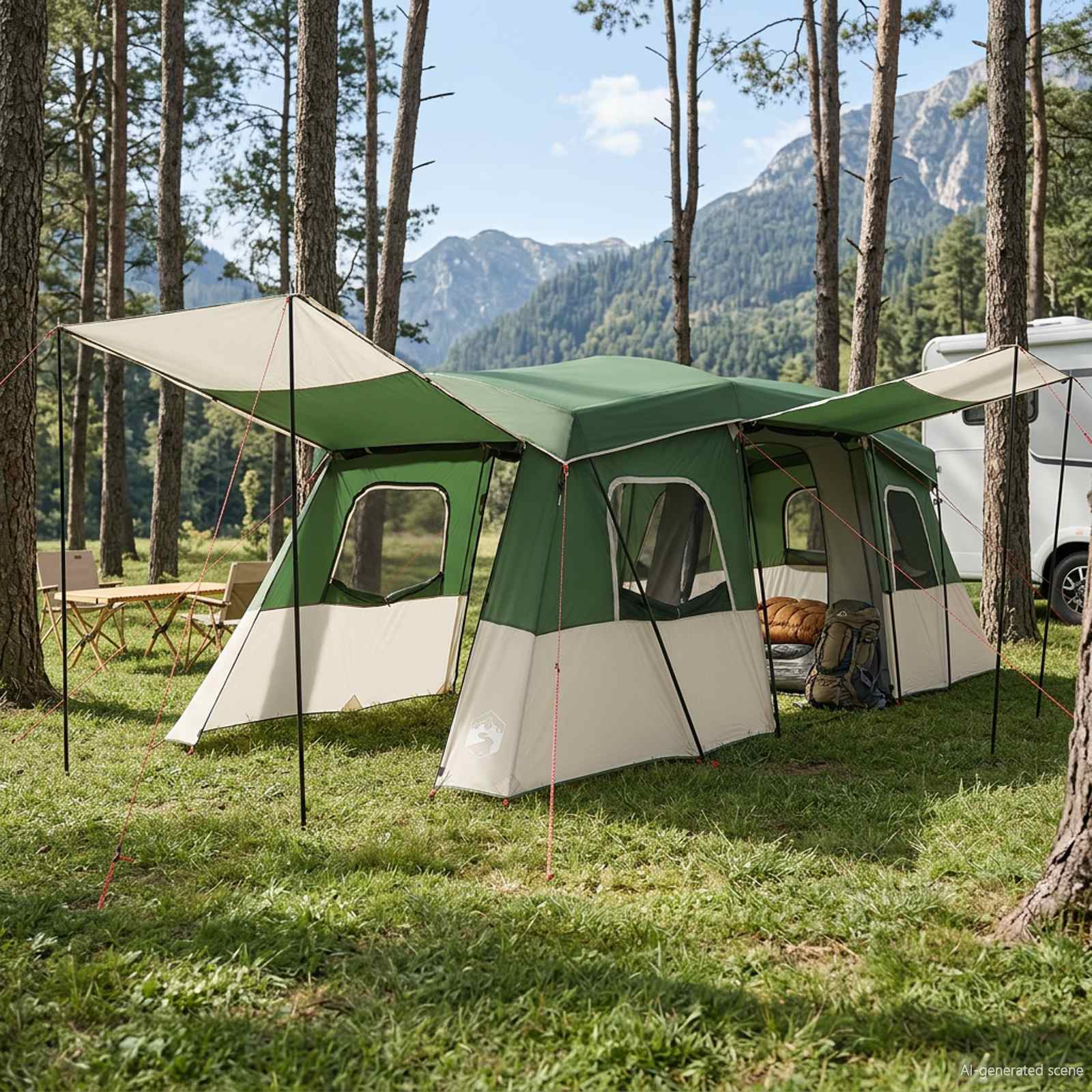 3 Personen 3-Personen Grün 185T Polyester mit PU-Beschichtung