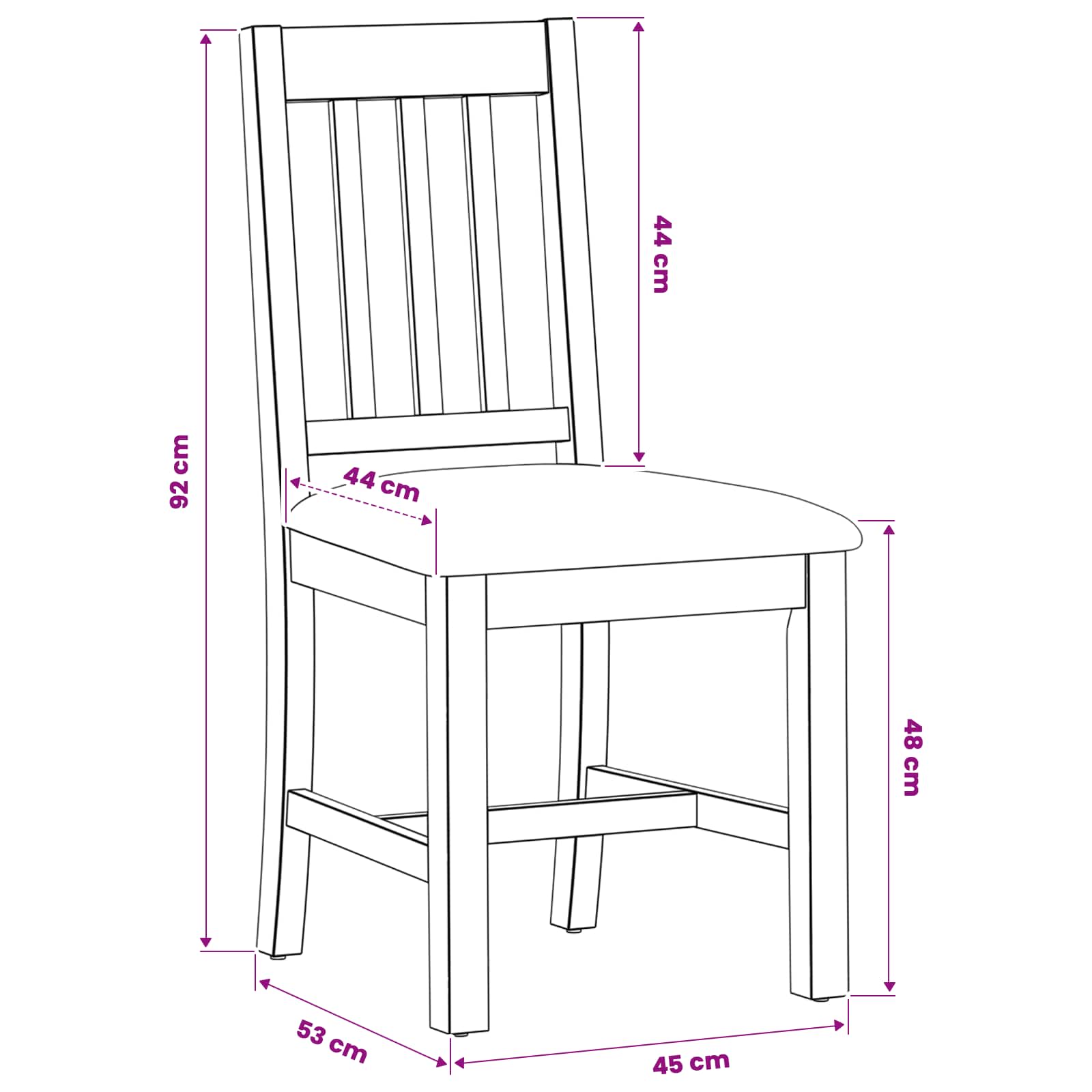 Esszimmerstuhl VENLO 2 pcs Massivholz Eiche Schwarz