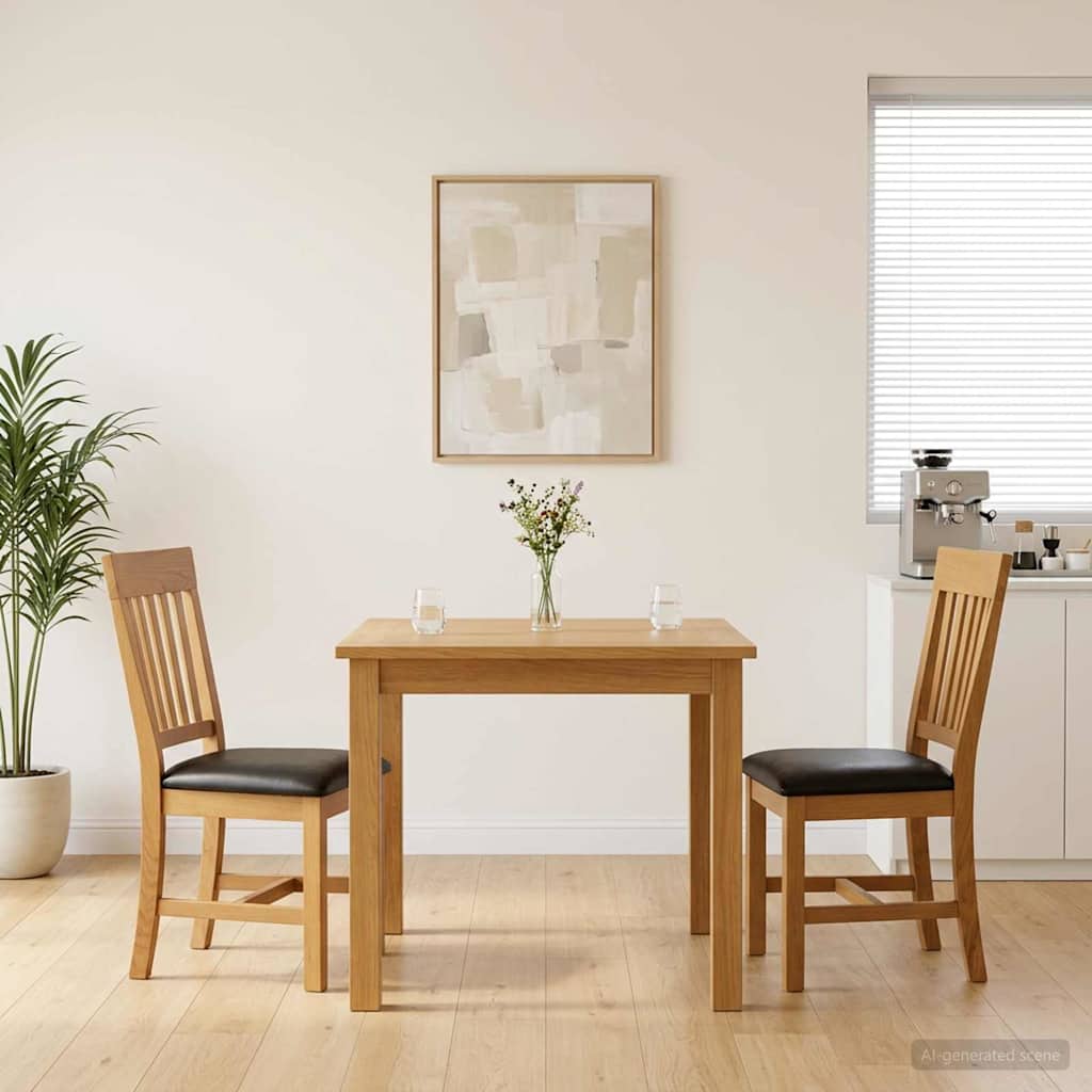 Esszimmerstuhl 2 pcs Massivholz Eiche Schwarz 45 x 59 x 92 cm