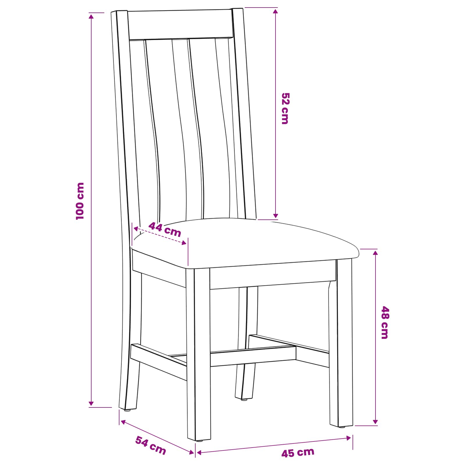 Esszimmerstuhl 2 pcs Massivholz Eiche Grau 45 x 54 x 100 cm