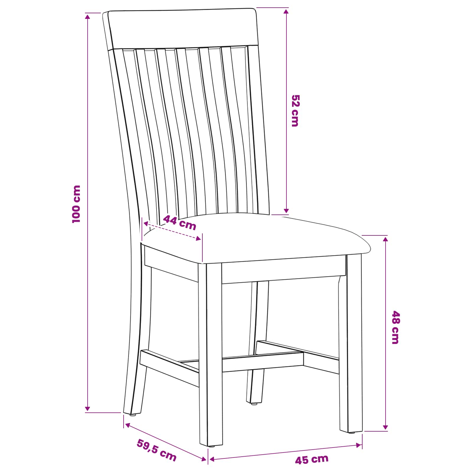 Esszimmerstuhl 2 pcs Massivholz Eiche Beige 45 x 59,5 x 100 cm