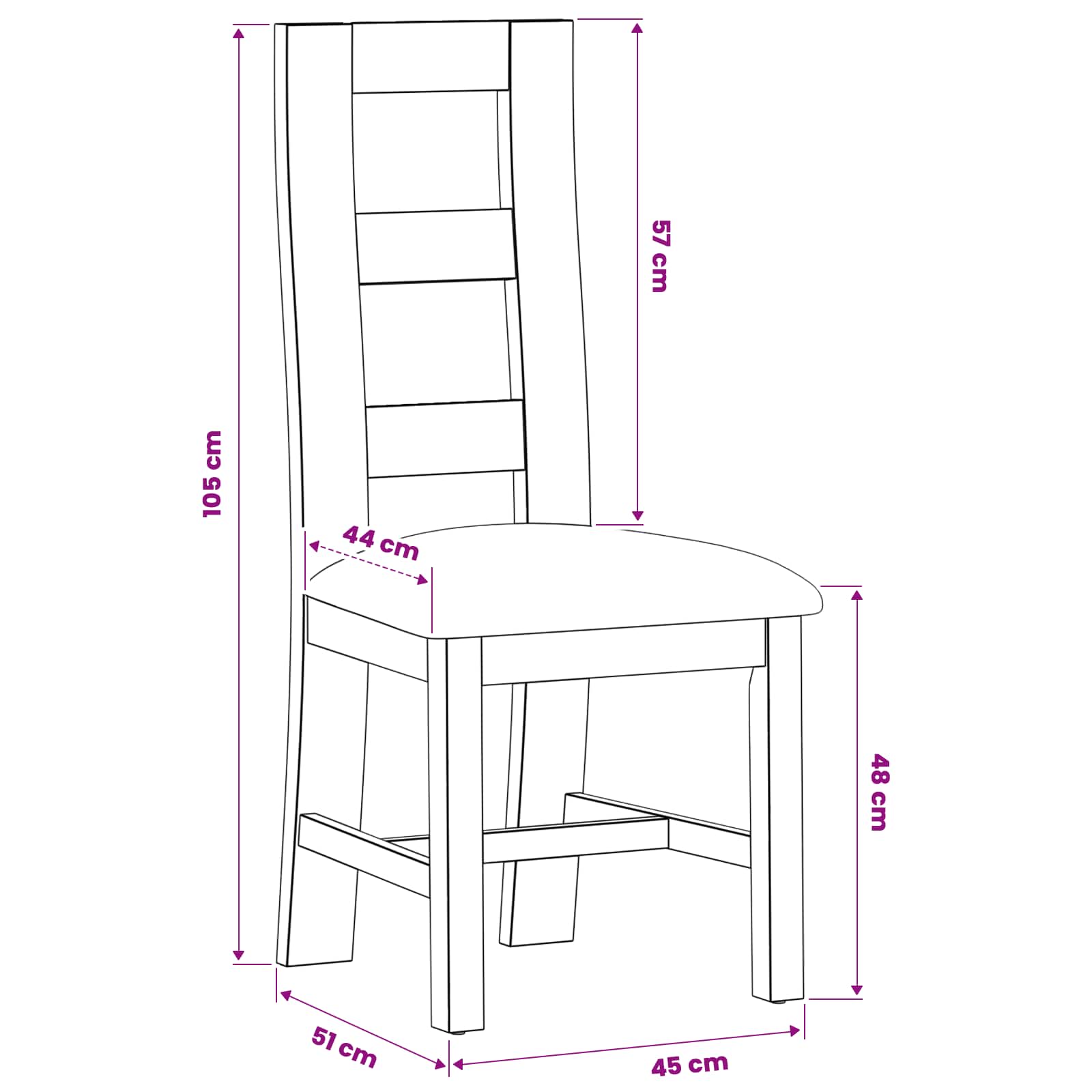 Esszimmerstuhl 2 pcs Massivholz Eiche Schwarz 45 x 51 x 105 cm