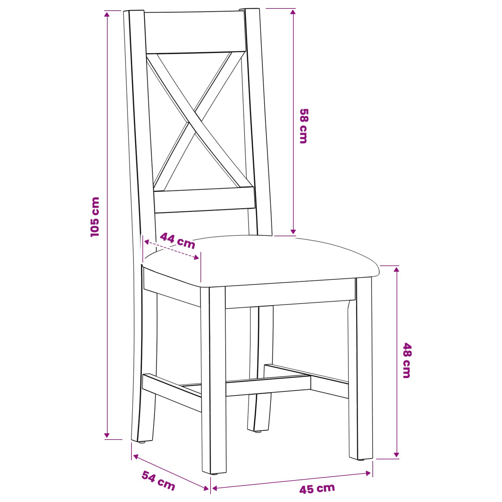 Esszimmerstuhl 2 pcs Massivholz Eiche Beige 45 x 54 x 105 cm