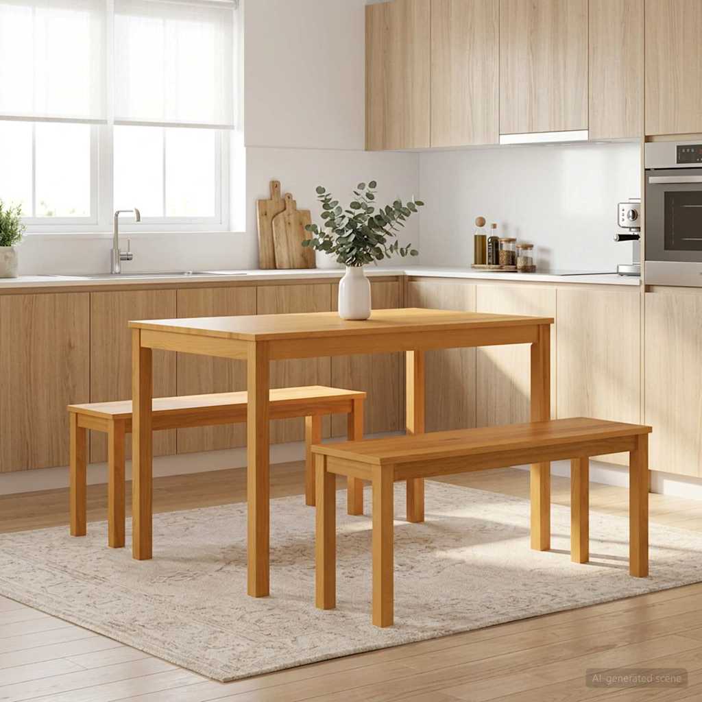 Esstischbank 95 x 32 x 45 cm Massivholz Eiche Natur