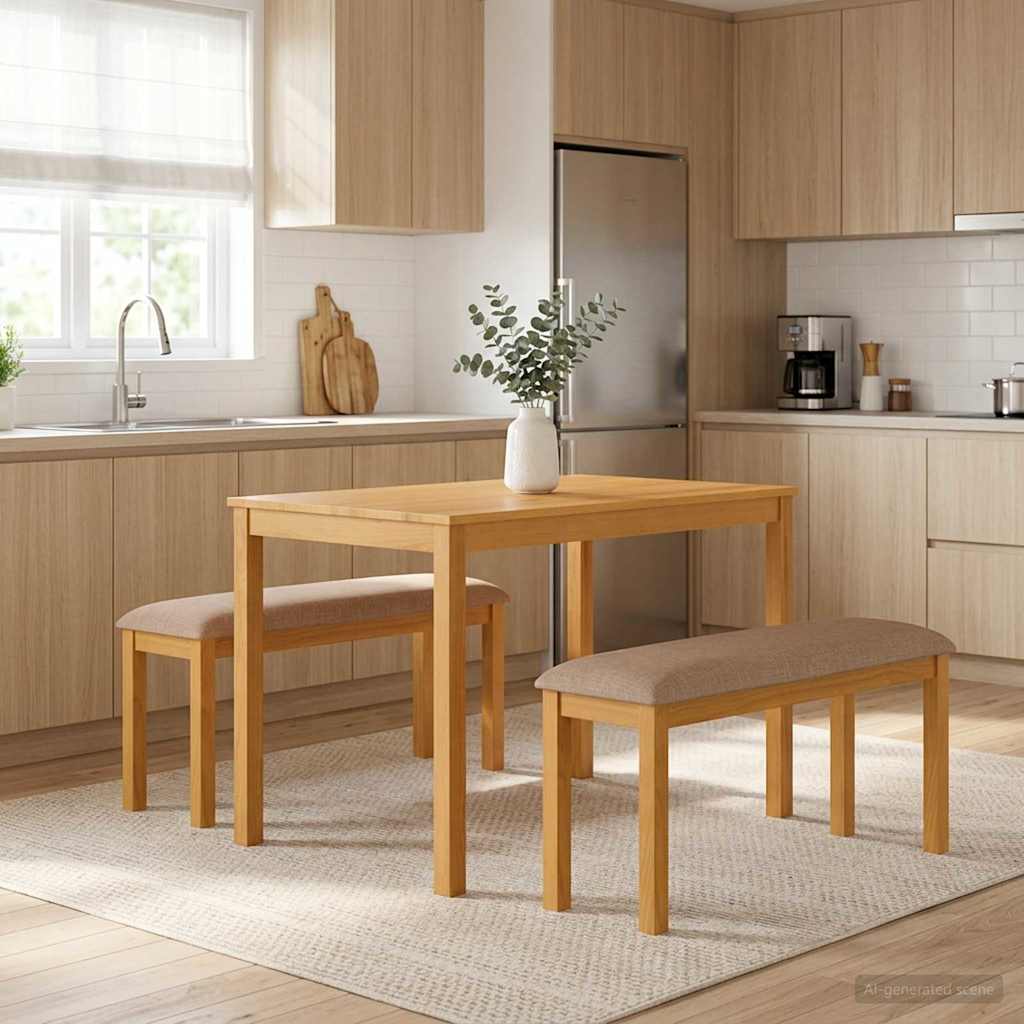 Esstischbank 95 x 32 x 45 cm Massivholz Eiche Grau