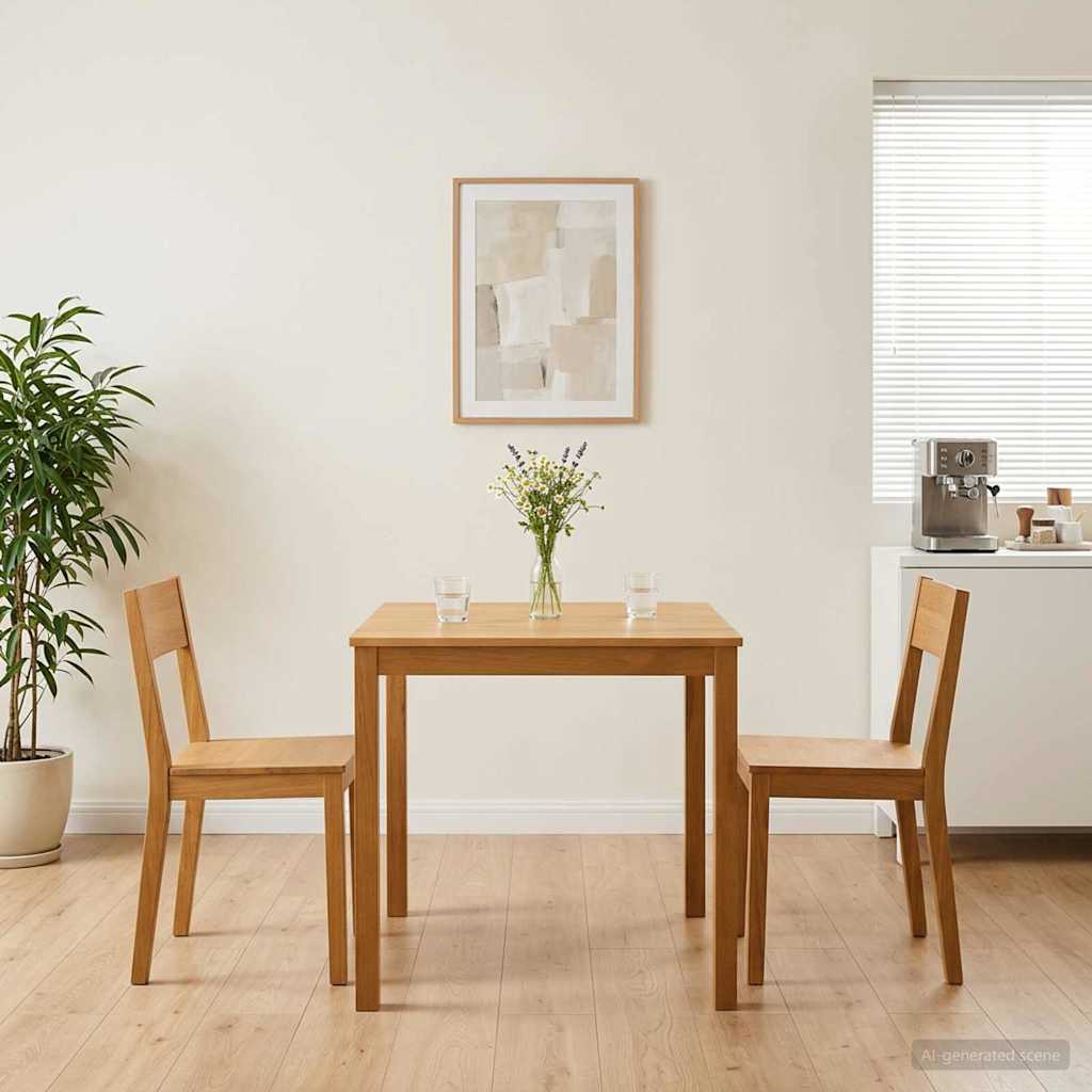 Esstisch 75 x 75 x 75,5 cm Massivholz Eiche Natur Quadratisch