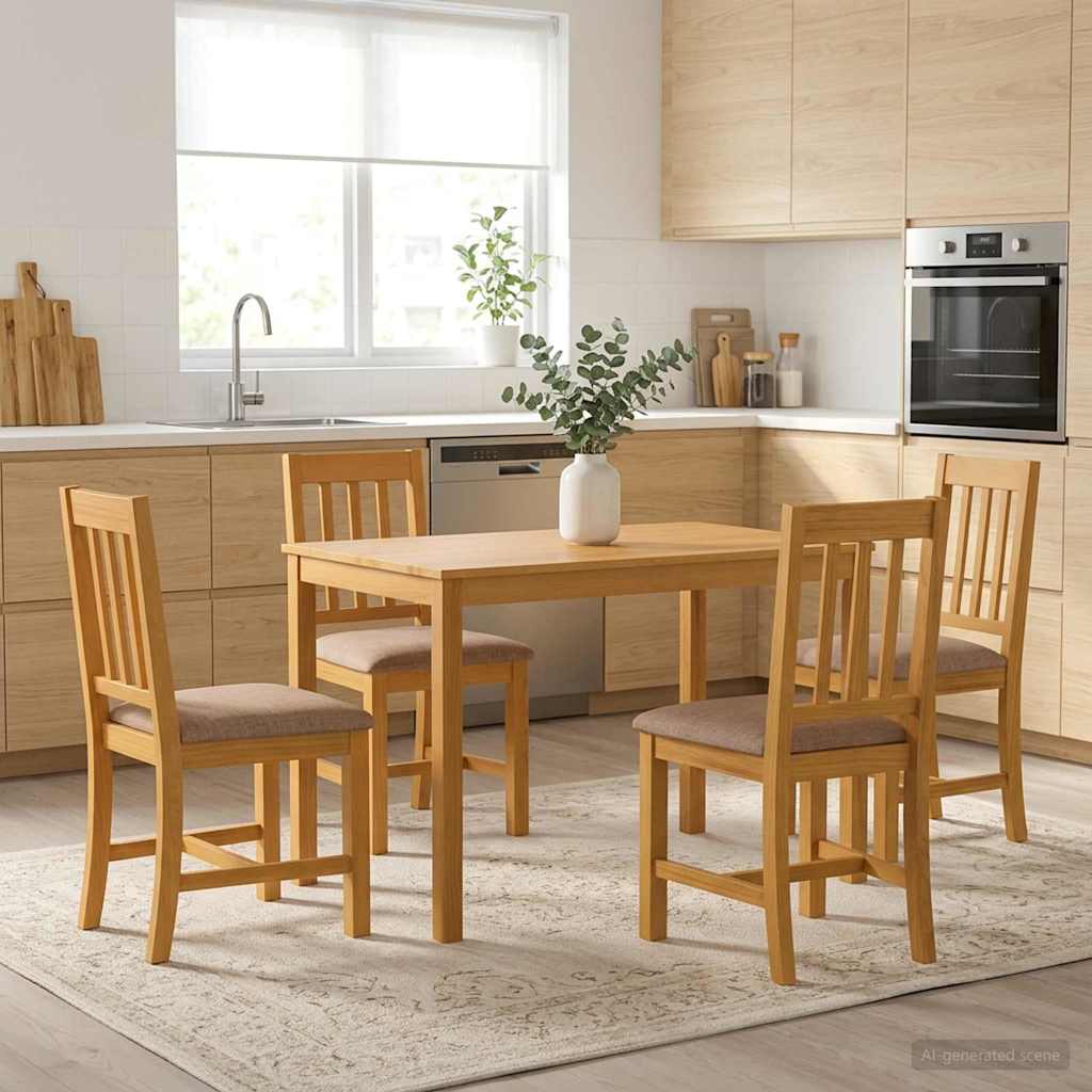 Esstisch 110 x 75 x 75 cm Massivholz Eiche Natur Rechtwinklig