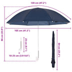 Sonnenschirm mit Klemme 2 pcs Marineblau Ø 105 x 86 cm