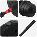 2-in-1 Hantelset 40kg Schwarz und Rot Zement und Eisensand
