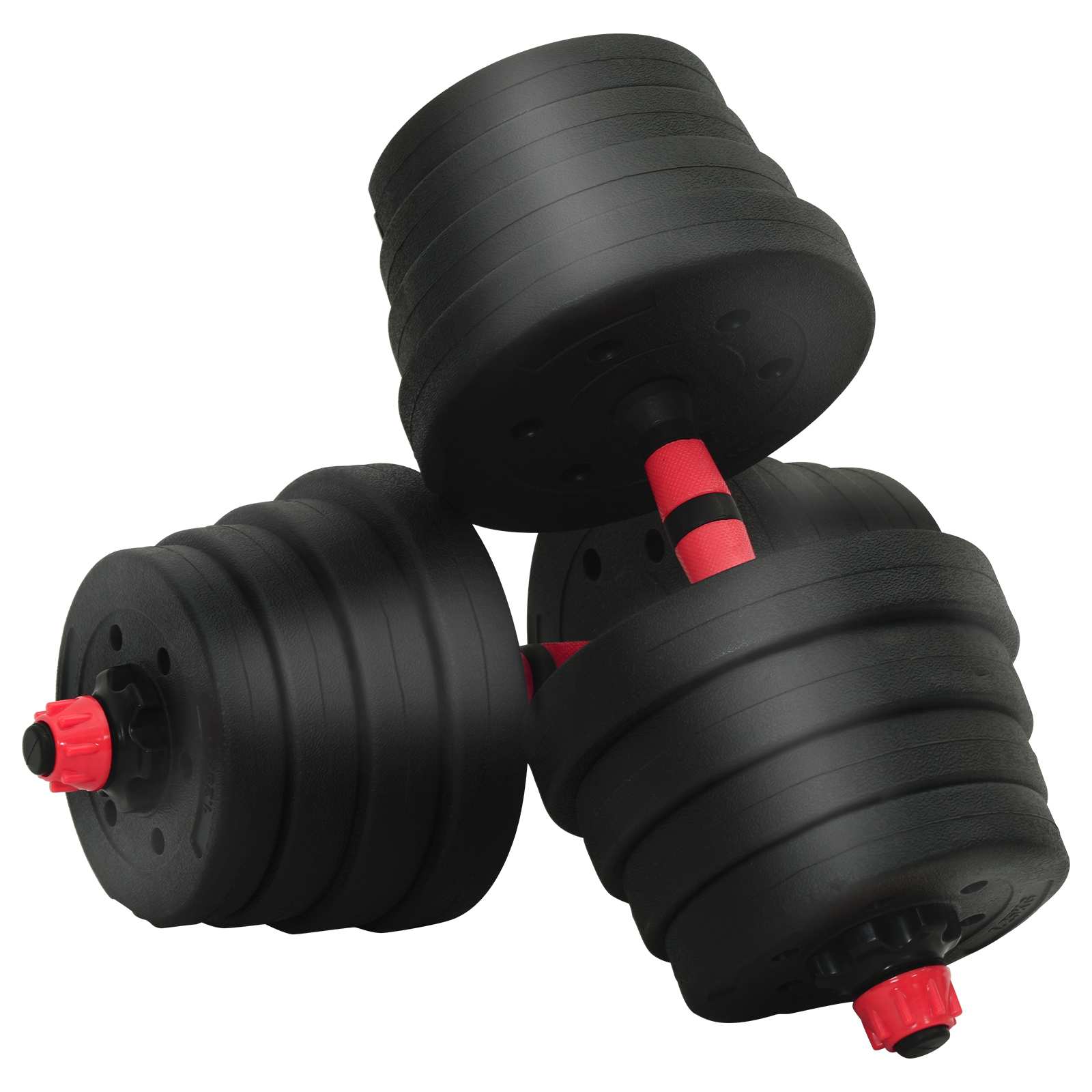 2-in-1 Hantelset 40kg Schwarz und Rot Zement und Eisensand
