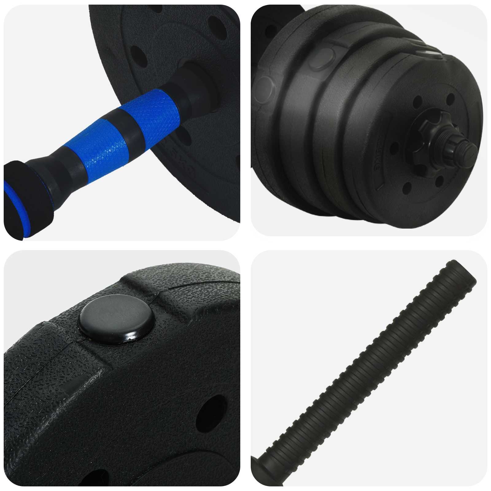 2-in-1 Hantelset 40kg Schwarz und Blau Zement und Eisensand
