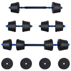2-in-1 Hantelset 40kg Schwarz und Blau Zement und Eisensand