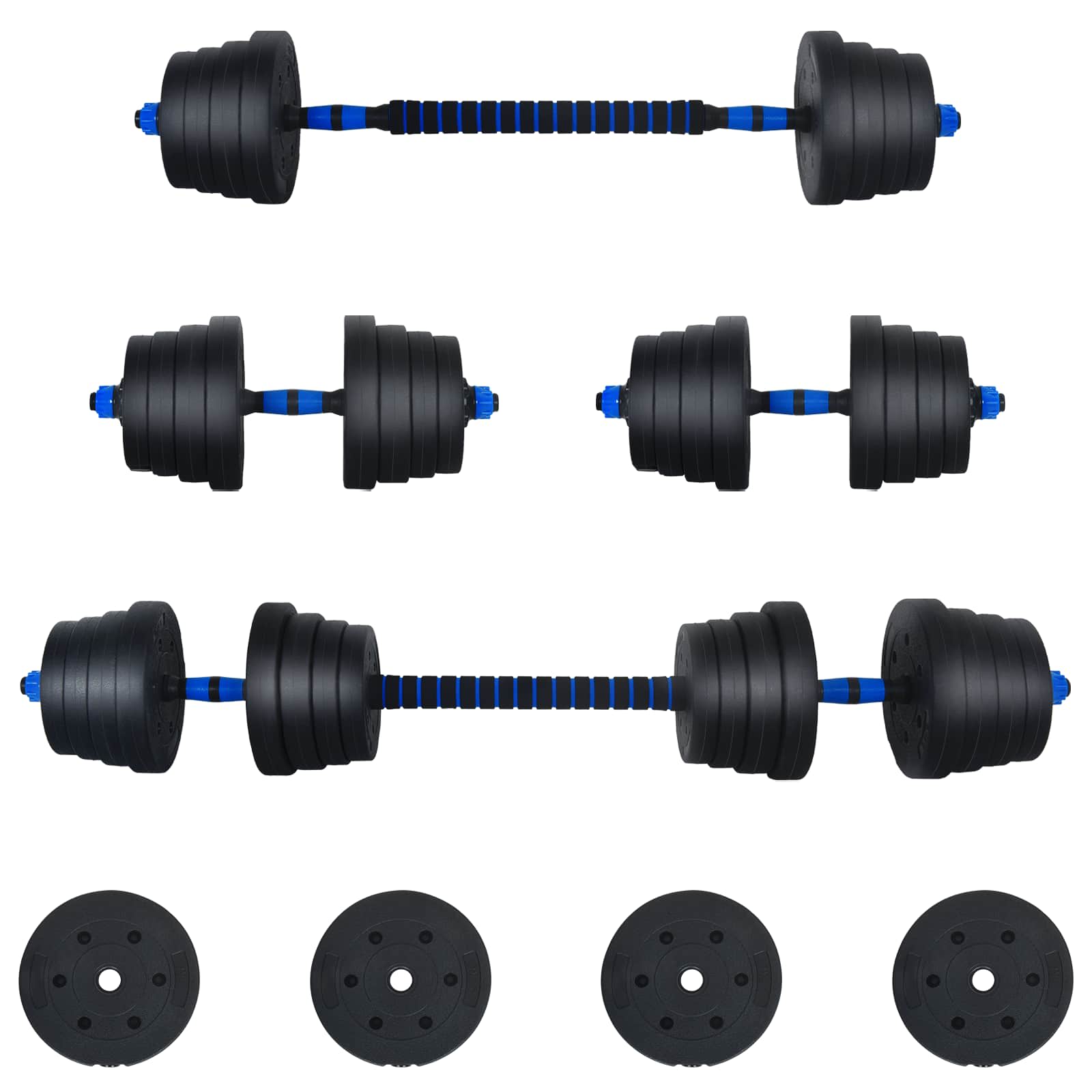 2-in-1 Hantelset 40kg Schwarz und Blau Zement und Eisensand