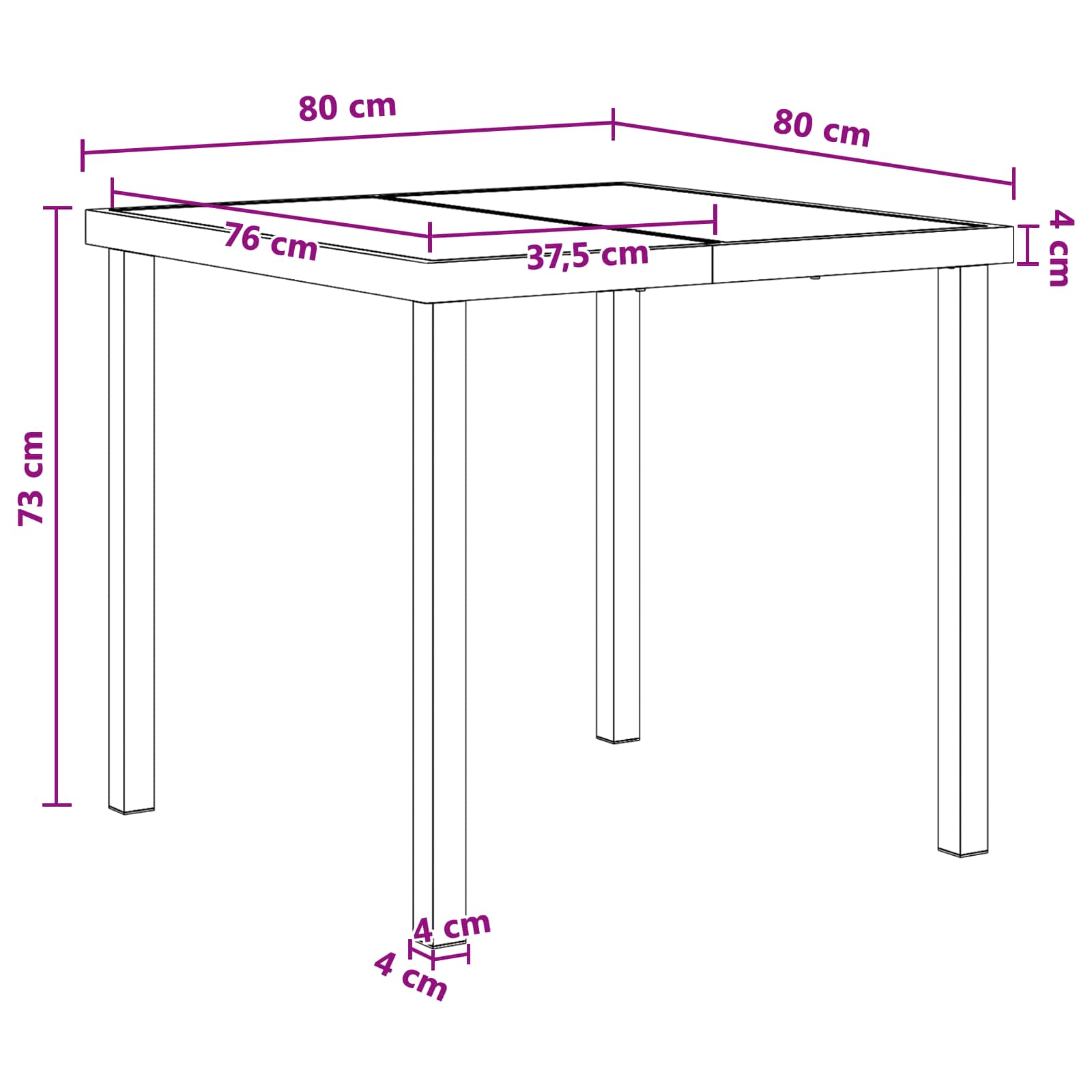 Garten Essgruppe 5 pcs Schwarz und Dunkelgrau 80 x 80 x 73 cm
