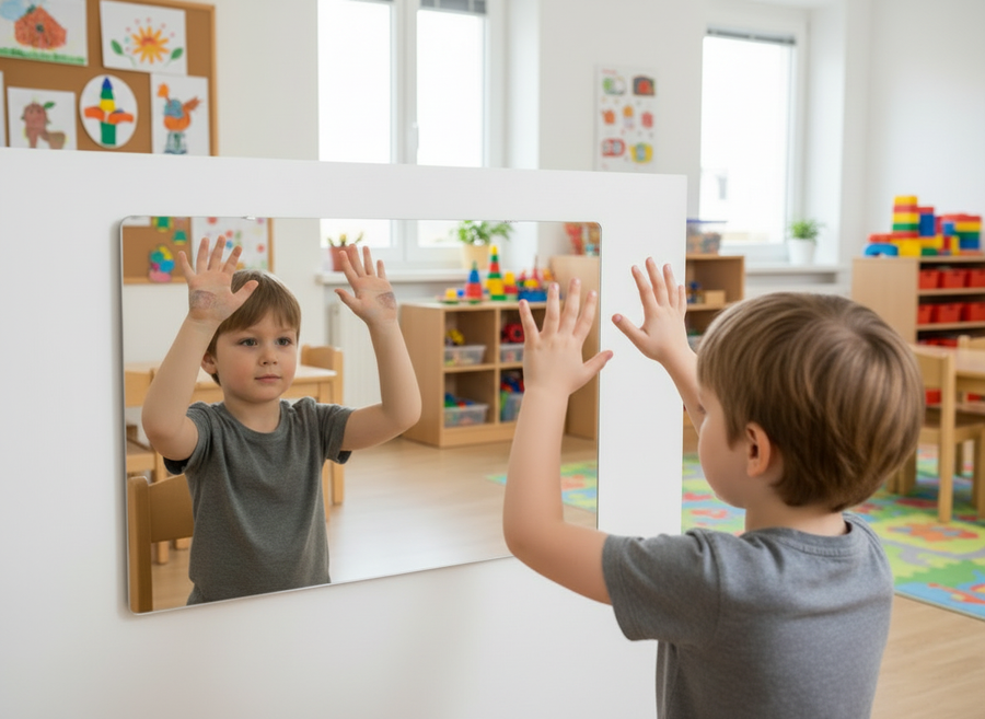 Aluminiumspiegel als Spielspiegel für Kinder
