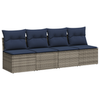| Gartensofa | mit Kissen Grau 220 x 62 x 69cm Poly-Rattan