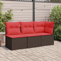 Garten-Ecksofa mit Kissen Braun Poly Rattan